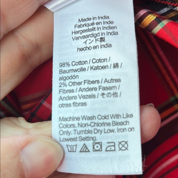 J.Crew 3x Red Plaid Ruffleneck Cotton Poplin Women's Sleeveless Blouse NWT - Picture 6 of 8